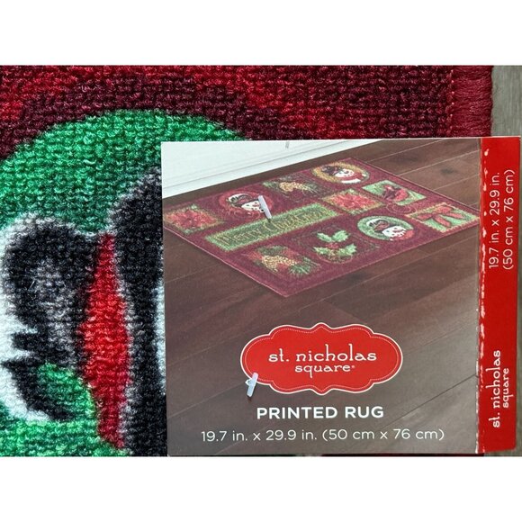 St. Nicholas Square Printed Merry Christmas Rug "Christmas Stamp" Holiday Decor - Picture 7 of 9
